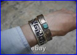 Vintage Native American Navajo Turquoise Sterling Silver Cuff Bracelet Size 6.75