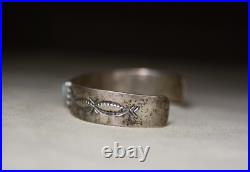 Vintage Native American Navajo Turquoise Sterling Silver Cuff Bracelet Size 6.75