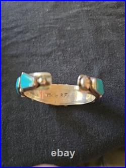 Vintage Native American Navajo Turquoise Sterling Silver Signed Bracelet Vintage Native American Navajo Turquoise Sterling Silver Signed Bracelet