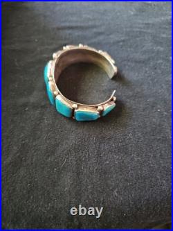 Vintage Native American Navajo Turquoise Sterling Silver Signed Bracelet