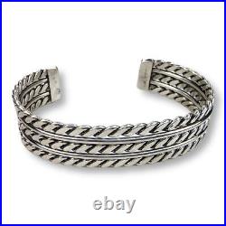 Vintage Native American Navajo Twisted Wire Sterling Silver Cuff Bracelet