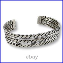 Vintage Native American Navajo Twisted Wire Sterling Silver Cuff Bracelet