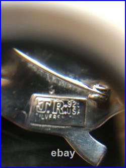 Vintage Native American Navajo turtle pin brooch jewelry marked JR Silversmiths