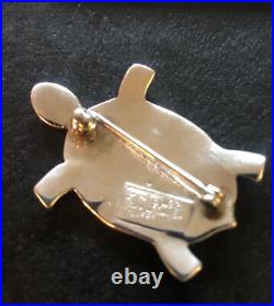 Vintage Native American Navajo turtle pin brooch jewelry marked JR Silversmiths