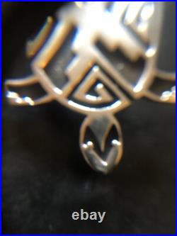 Vintage Native American Navajo turtle pin brooch jewelry marked JR Silversmiths