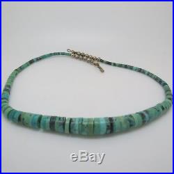 Vintage Native American Navojo Graduaded Turquoise Heishi Necklace 16