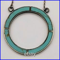 Vintage Native American Necklace and Earrings Set SS and Turquoise Signed