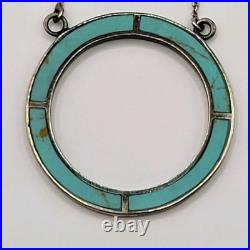 Vintage Native American Necklace and Earrings Set SS and Turquoise Signed