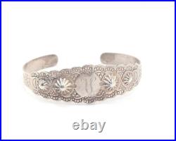 Vintage Native American Nora Sterling Silver 925 H Cuff Bangle Bracelet Monogram