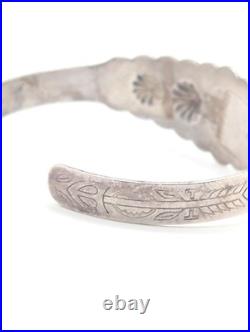 Vintage Native American Nora Sterling Silver 925 H Cuff Bangle Bracelet Monogram