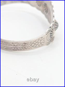 Vintage Native American Nora Sterling Silver 925 H Cuff Bangle Bracelet Monogram
