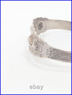 Vintage Native American Nora Sterling Silver 925 H Cuff Bangle Bracelet Monogram