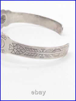 Vintage Native American Nora Sterling Silver 925 H Cuff Bangle Bracelet Monogram