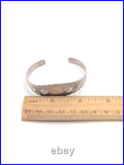 Vintage Native American Nora Sterling Silver 925 H Cuff Bangle Bracelet Monogram