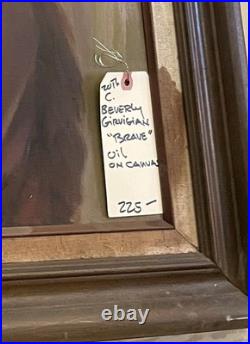 Vintage Native American Oil Painting Titled Brave Artist Beverly Girvigian