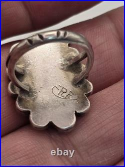 Vintage Native American Old Pawn Turquoise Sterling Silver Ring Size 7.25