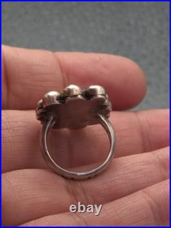 Vintage Native American Old Pawn Turquoise Sterling Silver Ring Size 7.25