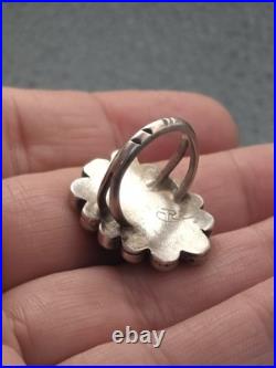 Vintage Native American Old Pawn Turquoise Sterling Silver Ring Size 7.25