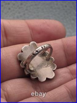 Vintage Native American Old Pawn Turquoise Sterling Silver Ring Size 7.25