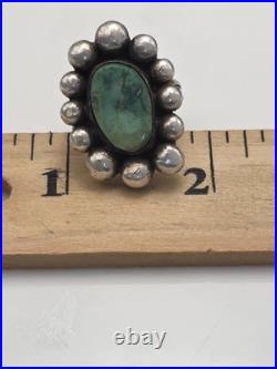 Vintage Native American Old Pawn Turquoise Sterling Silver Ring Size 7.25