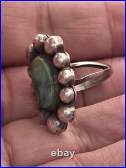 Vintage Native American Old Pawn Turquoise Sterling Silver Ring Size 7.25