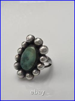 Vintage Native American Old Pawn Turquoise Sterling Silver Ring Size 7.25