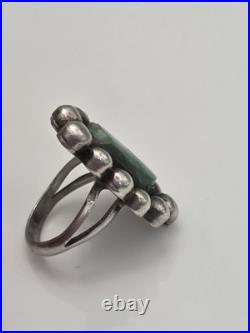 Vintage Native American Old Pawn Turquoise Sterling Silver Ring Size 7.25