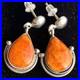 Vintage Native American Orange Spiny Oyster Shell Teardrop Earrings