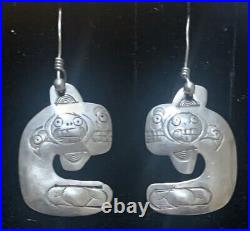 Vintage Native American Pacific Northwest Sterling Silver Whale Earrings