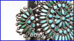 Vintage Native American Petit Point Turquoise Cuff Bracelet Sterling Silver