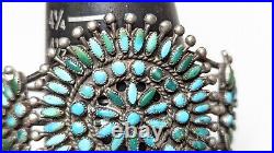 Vintage Native American Petit Point Turquoise Cuff Bracelet Sterling Silver