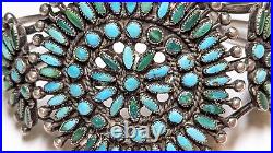 Vintage Native American Petit Point Turquoise Cuff Bracelet Sterling Silver