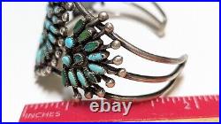 Vintage Native American Petit Point Turquoise Cuff Bracelet Sterling Silver