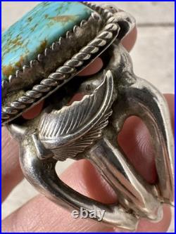 Vintage Native American Polished Turquoise Ornate Band Cuff Bracelet