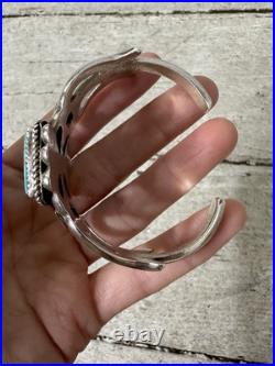 Vintage Native American Polished Turquoise Ornate Band Cuff Bracelet