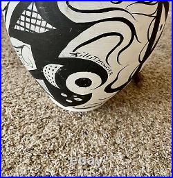 Vintage Native American Pottery Black and White Lamp Signed Killsthunder