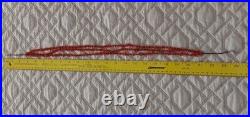 Vintage Native American Red Branch Coral Shell Heishi Necklace Three Strand 24