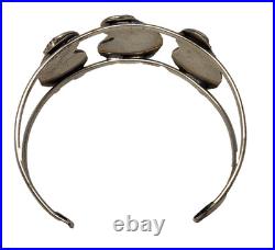 Vintage Native American Red Coral Black Onyx Sterling Silver Bracelet Navajo