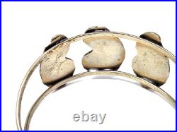 Vintage Native American Red Coral Black Onyx Sterling Silver Bracelet Navajo