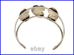 Vintage Native American Red Coral Black Onyx Sterling Silver Bracelet Navajo