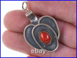 Vintage Native American Reversible sterling/turquoise/coral pendant