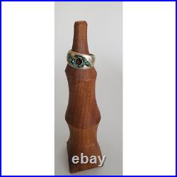 Vintage Native American Ring Silver Navajo Whirlwind Turquoise Coral Chip Inlay