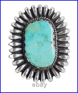 Vintage Native American Ring Turquoise Sterling Silver Signed Sz 7.75 33.1gr