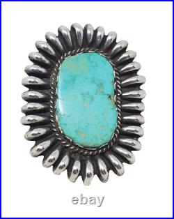 Vintage Native American Ring Turquoise Sterling Silver Signed Sz 7.75 33.1gr Vintage Native American Ring Turquoise Sterling Silver Signed Sz 7.75 33.1gr