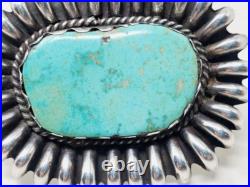 Vintage Native American Ring Turquoise Sterling Silver Signed Sz 7.75 33.1gr