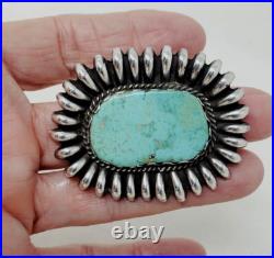 Vintage Native American Ring Turquoise Sterling Silver Signed Sz 7.75 33.1gr Vintage Native American Ring Turquoise Sterling Silver Signed Sz 7.75 33.1gr