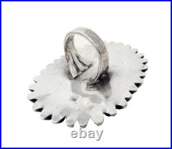 Vintage Native American Ring Turquoise Sterling Silver Signed Sz 7.75 33.1gr