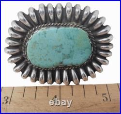 Vintage Native American Ring Turquoise Sterling Silver Signed Sz 7.75 33.1gr