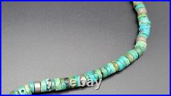 Vintage Native American Rough Cut Turquoise Heishi Sterling Silver Necklace, 20