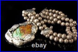 Vintage Native American Royston Turquoise Old Pawn Silver Sterling Necklace